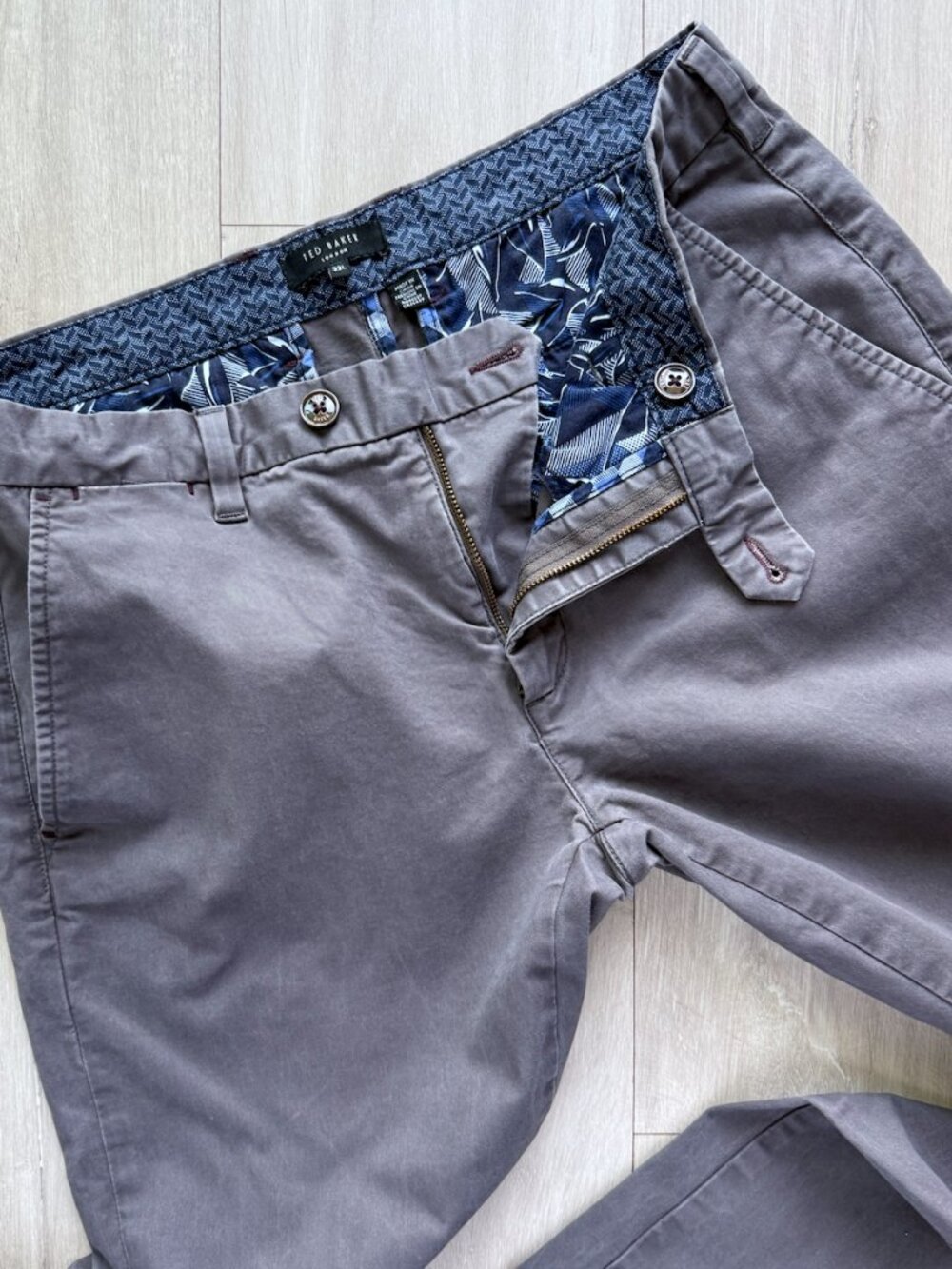 Ted Baker Procor Chino Pants Grey Cotton Blend 32L